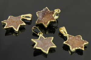 Druzy Star Pendant in Earth Tones, Electroplated (DZY/VTY/115) - Beadspoint