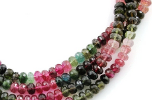 Multicolored Tourmaline Faceted Roundels, (TML6FRNDL) - Beadspoint