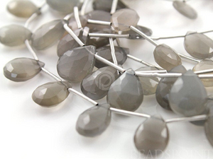 Grey Moonstone  Faceted Pear Drops, (GMNS9x12Pear) - Beadspoint