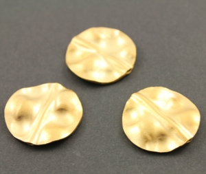 Gold Vermeil  Flat Wavy Round Bead. (VM2017) - Beadspoint