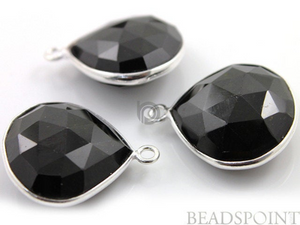 Black Onyx Faceted Heart Bezel, (SSBZ7005) - Beadspoint