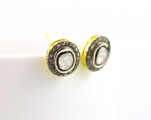 Pave Diamond Rose Cut Earrings,  (Earr-071) - Beadspoint