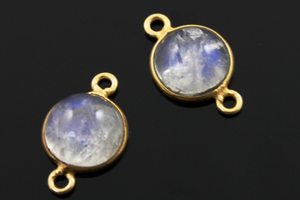 Rainbow Moonstone Smooth Coin Connector,  (RNB026) - Beadspoint