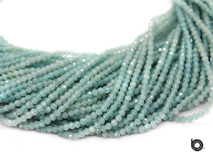 Aqua Chalcedony Micro Faceted Rondelle Beads, (AQUA-2.5FRNDL) - Beadspoint