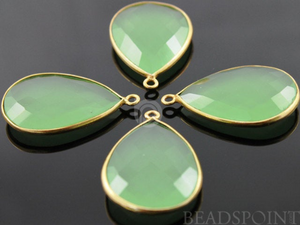 Green Chalcedony Faceted Pear Shape Bezel, Gold Vermeil (BZC7305) - Beadspoint