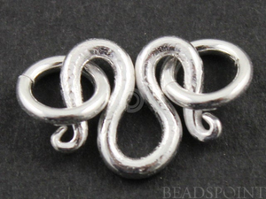 Brushed Sterling Silver Hook Clasp With 2 Rings (BR/6428) - Beadspoint