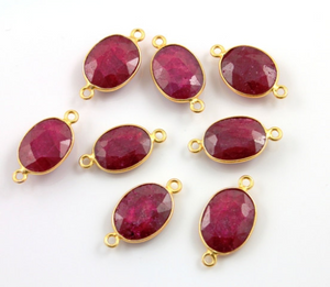 Ruby Faceted Oval Connector, (BZC7348-C) - Beadspoint