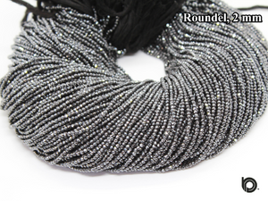 Black Spinal Coated Micro Faceted Rondelles, (BSPNL-2RNDL) - Beadspoint