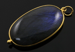 Labradorite Smooth Cabochon Bezel Component, (LABPNDT010) - Beadspoint