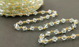 Swarovski Crystal Aquamarine Wire Wrapped Rosary Chain, (CHN-02) - Beadspoint