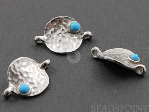 Sterling Silver Round Component with Turquoise Bead,  (SS/679/14x20) - Beadspoint