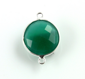 Green Onyx, 925 Sterling Silver COIN Bezel, (SSBZC7251) - Beadspoint