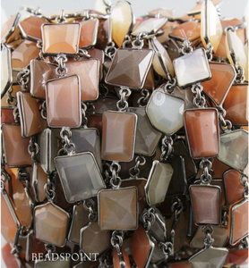 Multi Moonstone Fancy Connector Chain,  (BC-MNX-116) - Beadspoint