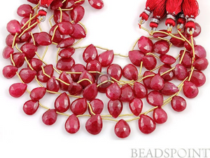 Genuine Ruby Rich Faceted Pear Briolettes, (2RBY8x10FPEAR) 82 - Beadspoint