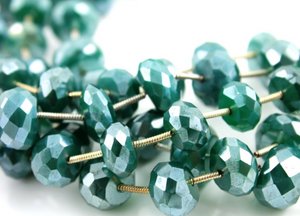 Green Onyx Mystic finish Faceted Roundels, (GNXM/FRNDL/10) - Beadspoint