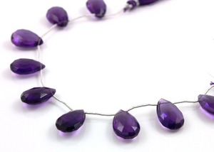 African Amethyst Faceted Pear Drop, (AM/PR/8x13-11x17) - Beadspoint