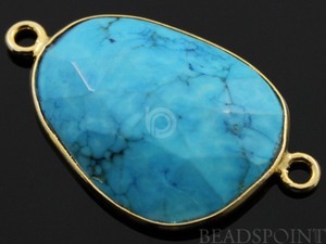 Turquoise Faceted Oval Connector, (BZC7108) - Beadspoint