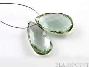 Green Amethyst Faceted Large Pear Drops, 1 Pair, (GAM21x11PR) - Beadspoint