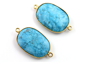 Turquoise Faceted Oval Connector, (BZCT8109) - Beadspoint