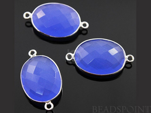 Blue Chalcedony Oval Bezel Connector (SSBZC4058) - Beadspoint