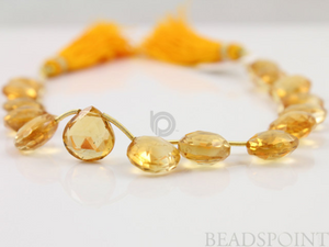 Yellow Citrine Faceted Flat Heart Drops, 4 Pieces (4CIT10HRT ) - Beadspoint