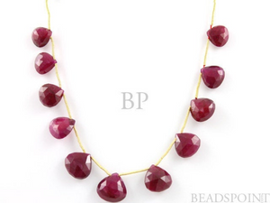 Ruby Faceted Heart Drops , (Rby9-10Hrt) - Beadspoint