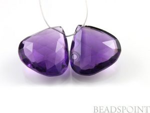 Purple Amethyst Faceted Heart Drops, 1 Pair, (AM17x17PR) - Beadspoint