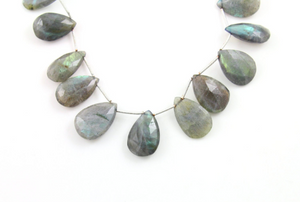 Labradorite Faceted Pear Briolettes Beads, (LAB22x15PR) - Beadspoint