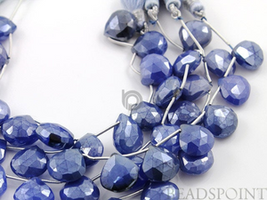 Sparkling Blue Chalcedony Medium Faceted Heart Drops, (4SBCL/12HRT), - Beadspoint