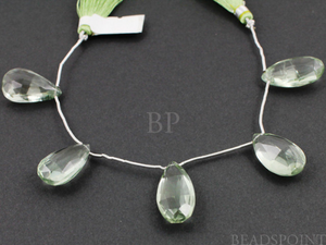 Green Amethyst Large Long Faceted Pear Drops, (GAMxlpear) - Beadspoint
