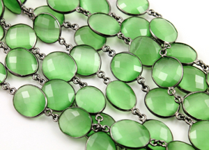 Green Chalcedony Faceted Oval Chain, (BC-GCL-32) - Beadspoint