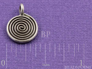Thai Hill Tribe Flat Coiled Spiral Swirl Charm, (8110-TH) - Beadspoint