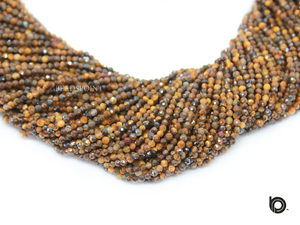 Yellow Tiger Eye Micro Faceted Rondelle Beads, (TEYE-2.5FRNDL) - Beadspoint