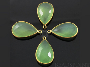 Green Chalcedony Faceted Pear Bezel, (BZC7282) - Beadspoint
