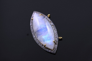 Rainbow Moonstone w/ White Sapphire, (RNBWTZ-A204) - Beadspoint