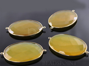 Yellow Chalcedony Large Oval Connector,  (BZC7498-A) - Beadspoint