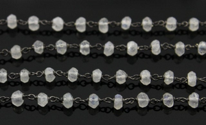 Rainbow Moonstone Wire wrapped Rosary,,(RS-MNS-99) - Beadspoint
