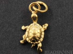 24K Gold Vermeil Over Sterling Silver Lucky Turtle Charm -- VM/CH7/CR28 - Beadspoint