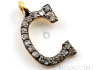 Pave Diamond C letter Silver Vermeil Pendant, ( DCH/C) - Beadspoint