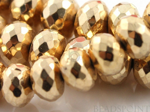 Pyrite Rose Gold Colored  Large Faceted Rondells,  (PYR8-9FRNDL(C)) - Beadspoint