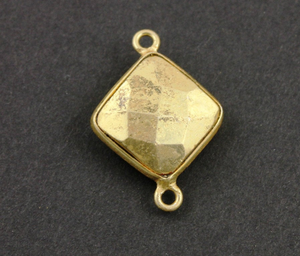 Gold Vermeil Pyrite Faceted Square Bezel, (BZCT7602-A) - Beadspoint