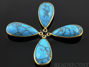 Blue Turquoise Faceted Pear Bezel, (BZC7064) - Beadspoint