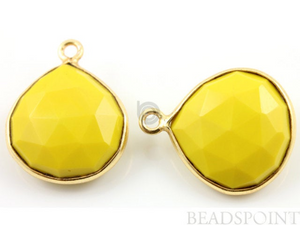 Yellow Turquoise Faceted Heart Bezel, (BZC7013) - Beadspoint