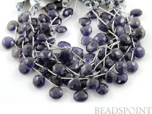 Iolite Faceted Heart Drops, (IOL10-11HRT) - Beadspoint