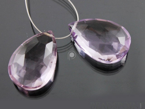 Pink Amethyst Faceted Pear Drops,1 Pair, (PAM21x14PR) - Beadspoint