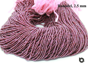Rhodolite Garnet Micro Faceted Rondelles, (RHODO-2.5RNDL) - Beadspoint