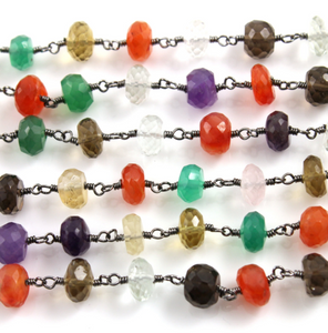 Multi Gemstone Roundel Wire Wrapped Rosary, ( RS-MUL-230) - Beadspoint