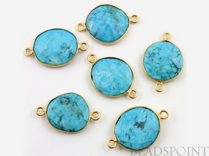 Turquoise Faceted Oval Connector Bezel, (BZC7105-MD) - Beadspoint