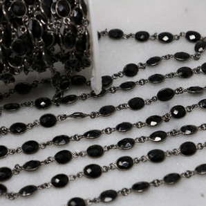 Black Onyx Mixcut Stone Chain, (BC-BNX-24) - Beadspoint