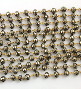 Pyrite Faceted Wire Wrapped Roundel, (RS-PYR-59) - Beadspoint